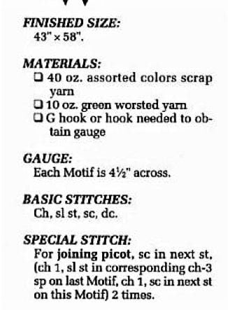 Vintage Crochet Pattern Quick Easy Granny Square Flowers Scrap Afghan PDF Instant Digital Download Picot Edge Scrapghan Blanket 10 Ply