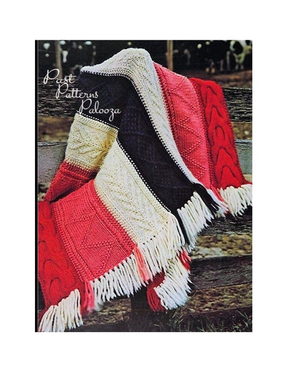 Vintage Knitting Pattern Classic Fisherman Knit Panel Afghan PDF Instant Digital Download Tree of Life Cabled Throw Blanket 10 Ply