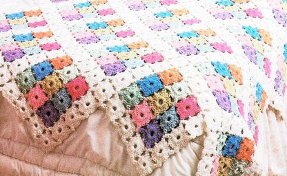 Vintage Crochet Pattern Mini Medallions Afghan PDF Instant Digital Download Mosaic Pastel Granny Squares Throw Blanket 48x78 10 Ply