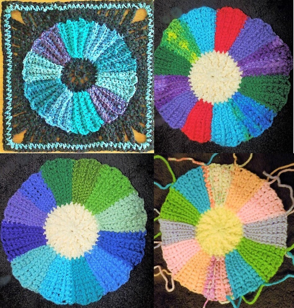 Vintage Crochet Pattern Rainbow Wheels Granny Square Afghan Dresden Plate Quilt Styled Blanket PDF Instant Digital Download  50x70 10 Ply