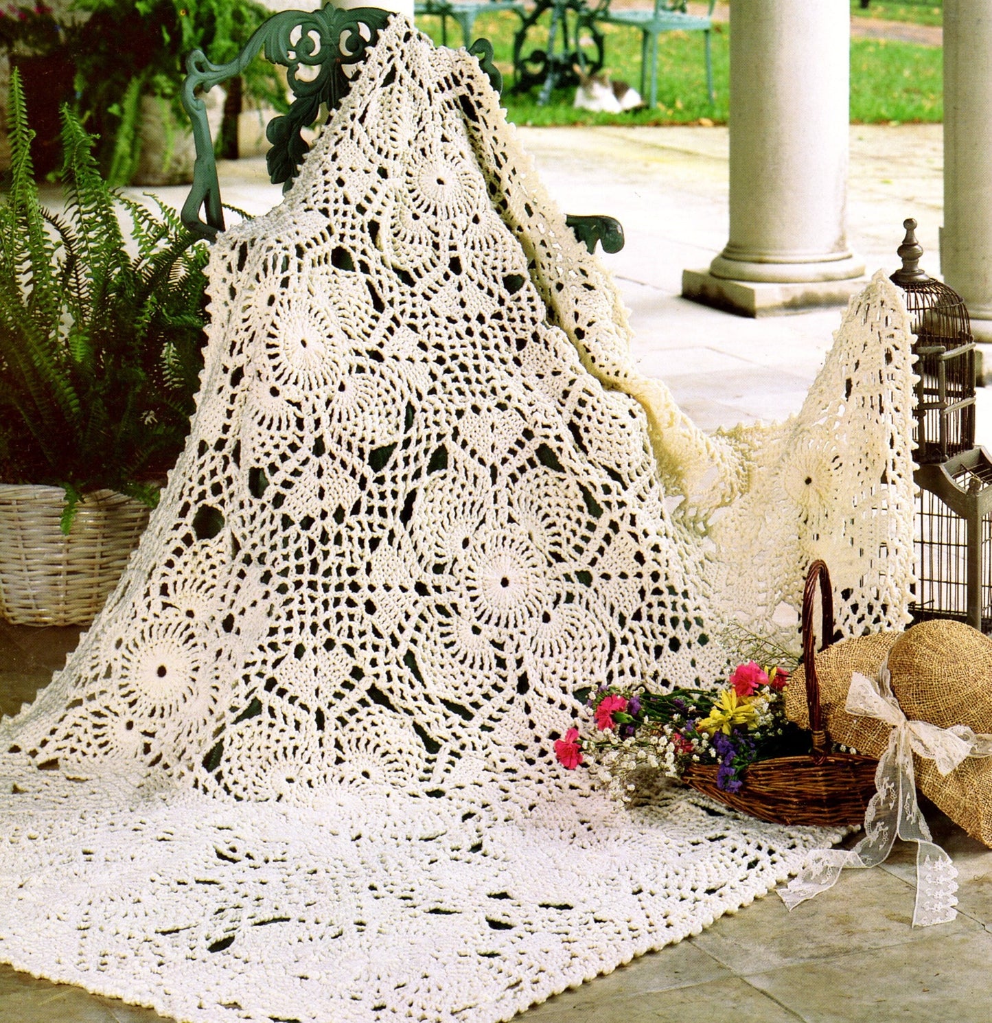 Vintage Crochet Pattern Lacy Pineapple Afghan PDF Instant Digital Download Pretty Throw Blanket 43x52 10 Ply