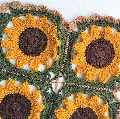 Crochet Sunflower Motif Afghan Pattern PDF Instant Digital Download Vintage Sunflowers Afghan Blanket 42x54 10 Ply