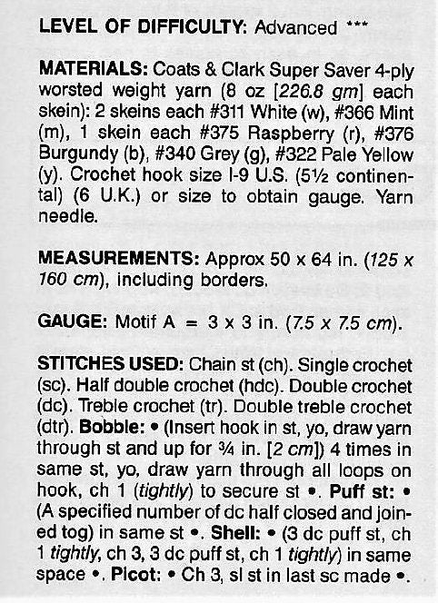 Vintage Crochet Pattern Granny Square Sampler Afghan Patchwork Garden PDF Instant Digital Download 11 Motifs Blanket 50x64 10 Ply
