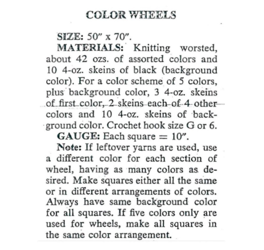 Vintage Crochet Pattern Rainbow Wheels Granny Square Afghan Dresden Plate Quilt Styled Blanket PDF Instant Digital Download  50x70 10 Ply