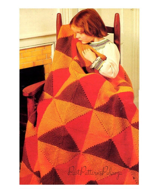 Vintage Knitting Pattern Block At A Time Afghan Lap Blanket PDF Instant Digital Download Easy Knit Squares Throw 44x55 10 Ply
