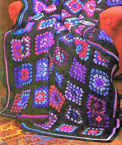 Vintage Crochet Pattern Bright Squares Traditional Granny Square Afghan PDF Instant Digital Download Retro Scrapghan Blanket 60x78 10 Ply