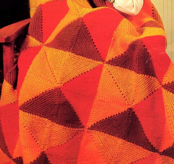 Vintage Knitting Pattern Block At A Time Afghan Lap Blanket PDF Instant Digital Download Easy Knit Squares Throw 44x55 10 Ply