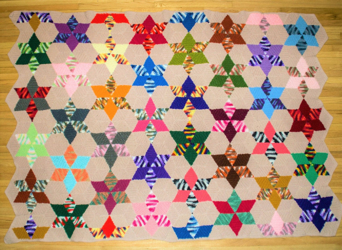 Vintage Crochet Pattern Star Quilt Patchwork Bedspread Afghan PDF Instant Digital Download Beautiful Diamond Hexagon Bed Cover 10 Ply