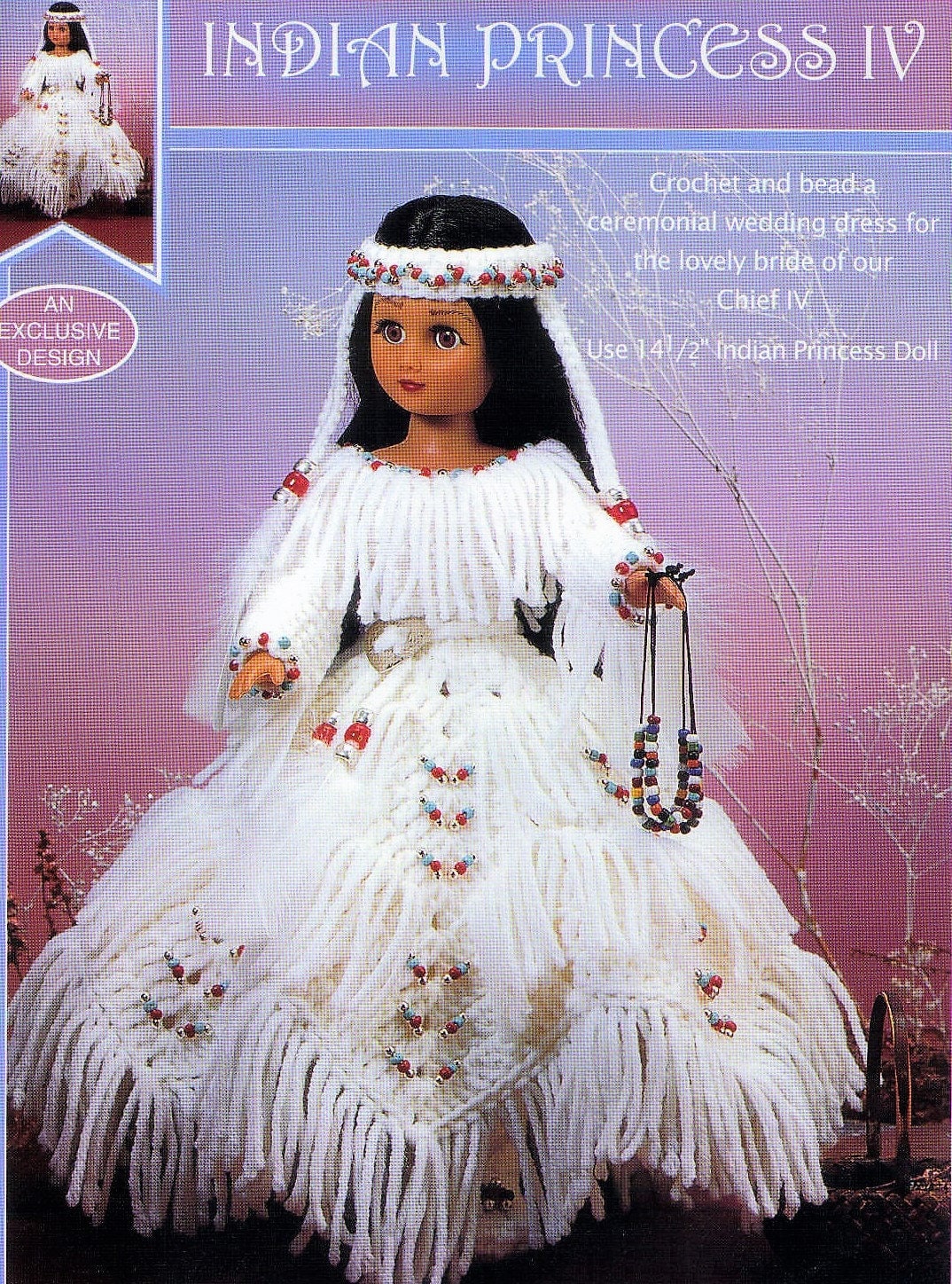 Vintage Crochet Pattern Indian Princess Bride Dress Outfit for 14" 15" Dolls PDF Instant Digital Download Beaded Wedding Gown 10 Ply