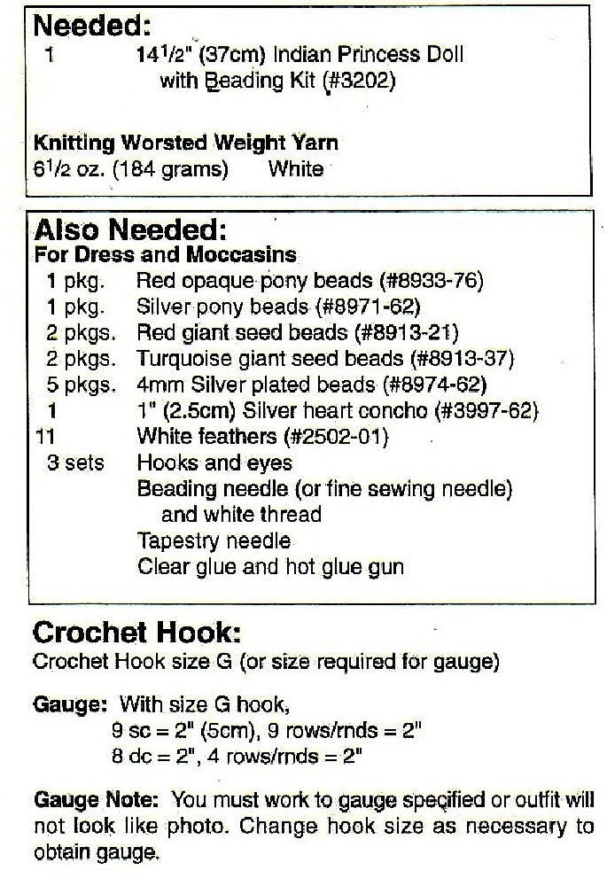 Vintage Crochet Pattern Indian Princess Bride Dress Outfit for 14" 15" Dolls PDF Instant Digital Download Beaded Wedding Gown 10 Ply