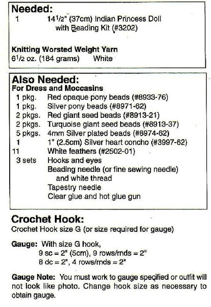 Vintage Crochet Pattern Indian Princess Bride Dress Outfit for 14" 15" Dolls PDF Instant Digital Download Beaded Wedding Gown 10 Ply