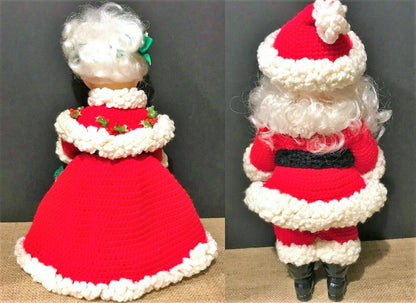Vintage Crochet Pattern Classic Santa & Mrs Claus Christmas Doll Outfits for 13" 14" Craft Dolls PDF Instant Digital Download 10 Ply