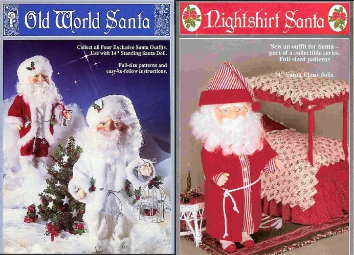 Vintage Sewing Patterns 13" Old World Santa Claus Doll & Mrs Claus Doll Christmas Clothing Outfits PDF Instant Digital Download 6 Designs