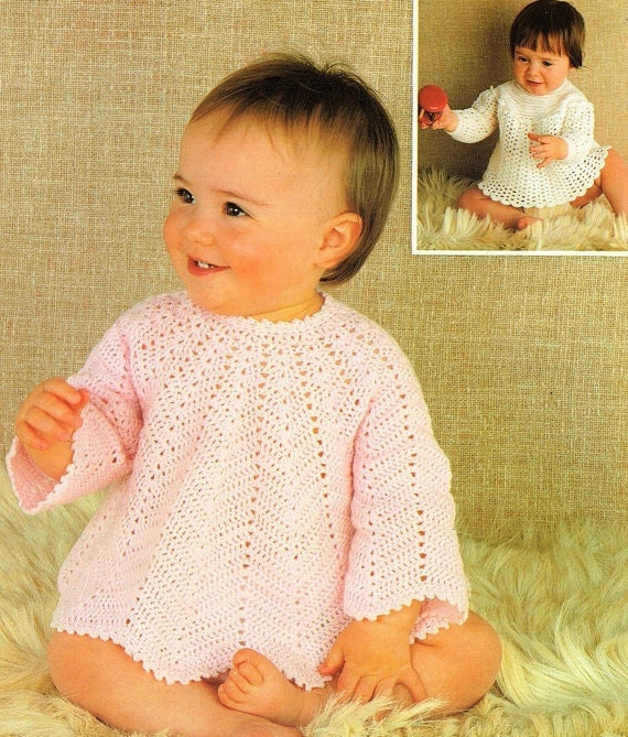 Vintage Crochet Pattern Baby Girl Lacy Angel Tops Dresses PDF Instant Digital Download 6-9m 3 Ply