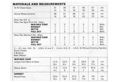 Vintage Knitting Pattern Baby Girl Pretty Matinee Coat Bonnet Mittens Set PDF Instant Digital Download Preemie -18m DK 8 Ply