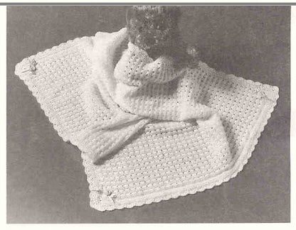 Vintage Crochet Pattern Baby Girls Little Cherub Ribbons Roses Layette PDF Instant Digital Download Sweater Bonnet Booties Afghan 3-6m 4 Ply