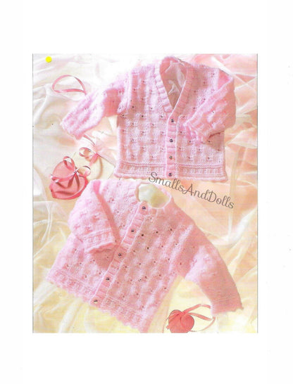 Vintage Knitting Pattern Baby Girls Pretty Eyelet Cardigan Sweaters PDF Instant Digital Download 0-6 yrs DK 8 Ply