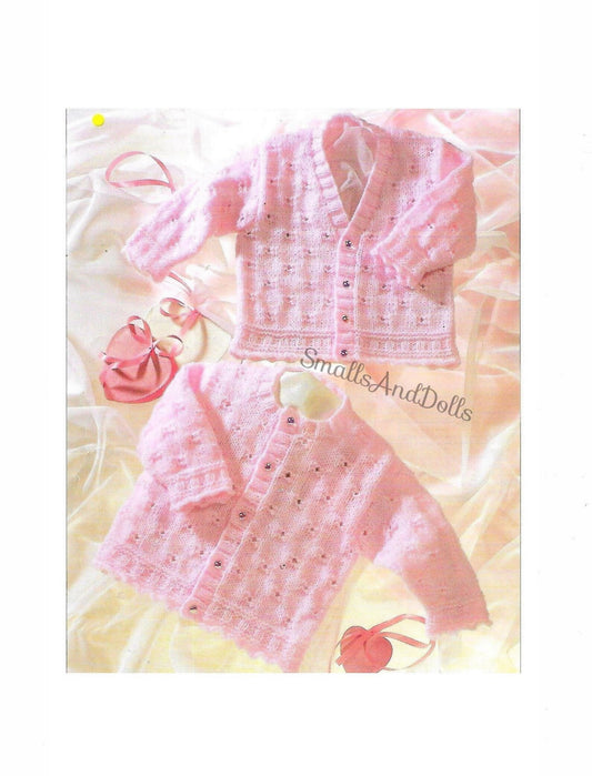 Vintage Knitting Pattern Baby Girls Pretty Eyelet Cardigan Sweaters PDF Instant Digital Download 0-6 yrs DK 8 Ply