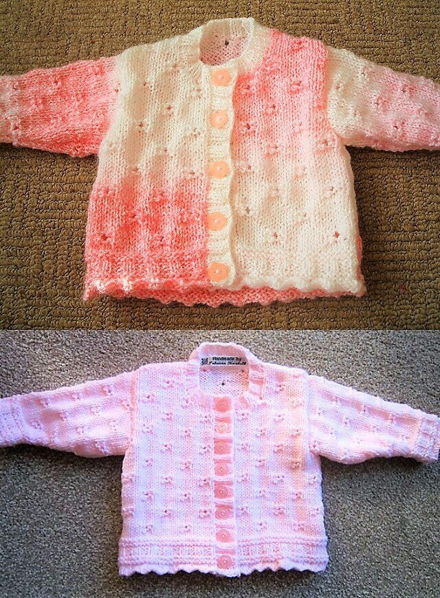Vintage Knitting Pattern Baby Girls Pretty Eyelet Cardigan Sweaters PDF Instant Digital Download 0-6 yrs DK 8 Ply