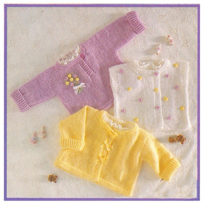 Vintage Knitting Pattern Knit Baby Girl Ribbon Cardigan Jacket Pullover Sweater Bolero Hat Set PDF Instant Digital Download 0-2 Yrs 8 Ply