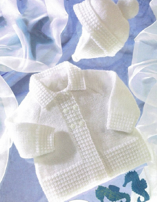 Vintage Knitting Pattern Baby Girl Boy Dressy Coat Helmet Hat Set Easy Knit PDF Instant Digital Download Preemie - 12 months 4 Ply