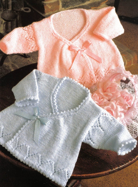 Vintage Knitting Pattern Baby Girl Pretty Wrapover Coats Ballet Top Style PDF Instant Digital Download 0-9 months DK 8 Ply