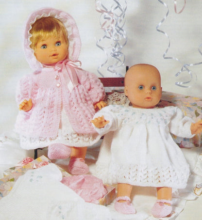 Vintage Knitting Pattern Pretty Baby Girl Doll Clothes Layette for 12-14 15-18 19-22 Inch Dolls PDF Instant Digital Download 4 Ply