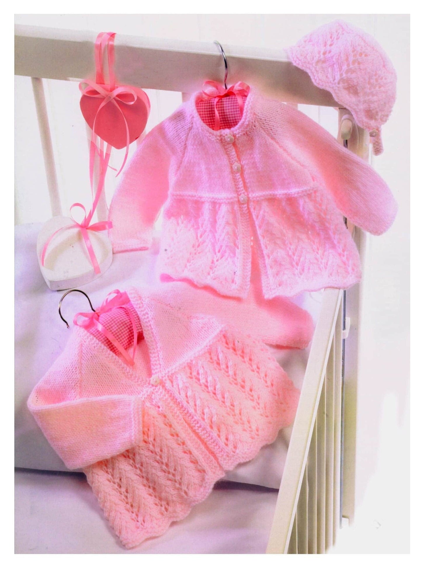 Vintage Knitting Pattern Knit Baby Girl Matinee Coat Jackets Bonnet Set PDF Instant Digital Download Preemie - 12m DK