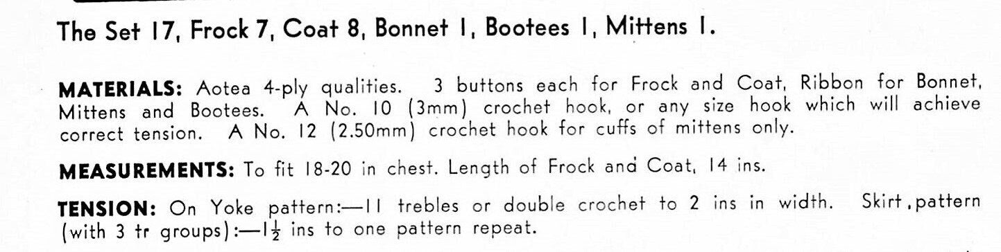 Vintage Crochet Pattern Pretty Baby Girl Treble Stitch Layette Set PDF Instant Digital Download Coat Dress Bonnet Mitts Booties 6-12m 4 Ply