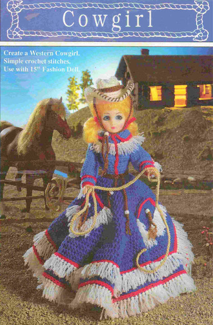 Vintage Crochet Patterns Cowboy & Cowgirl Outfits for 15" 16" Dolls PDF Instant Digital Download Western Dress Chaps Hats