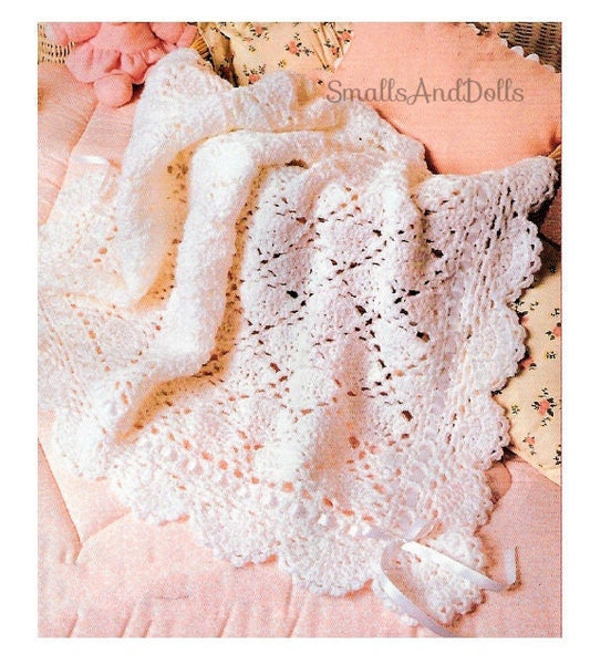 Vintage Crochet Pattern Victorian Eyelet Lace Baby Afghan Blanket PDF Instant Digital Download Heirloom Christening Lapghan 10 Ply