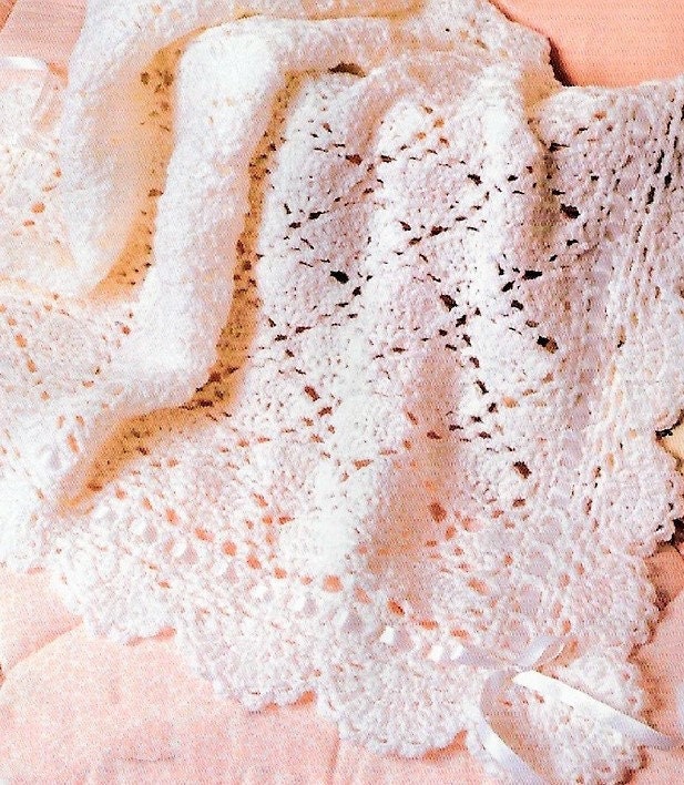 Vintage Crochet Pattern Victorian Eyelet Lace Baby Afghan Blanket PDF Instant Digital Download Heirloom Christening Lapghan 10 Ply