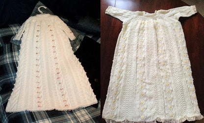 Vintage Knitting Pattern Baby Long Heirloom Christening Gown Dress Embroidered Flowers PDF Instant Digital Download Baptism 0-12m 3 Ply