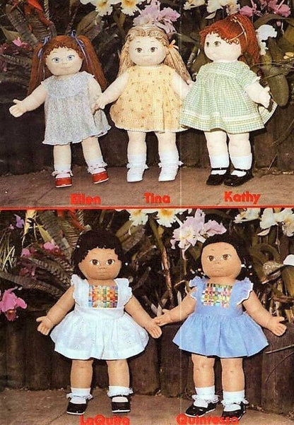 Vintage Sewing Pattern 18" Soft Sculpture Dolls Girl Dollys & Dresses PDF Instant Digital Download Plush Fabric Soft Toys Full Size Patterns