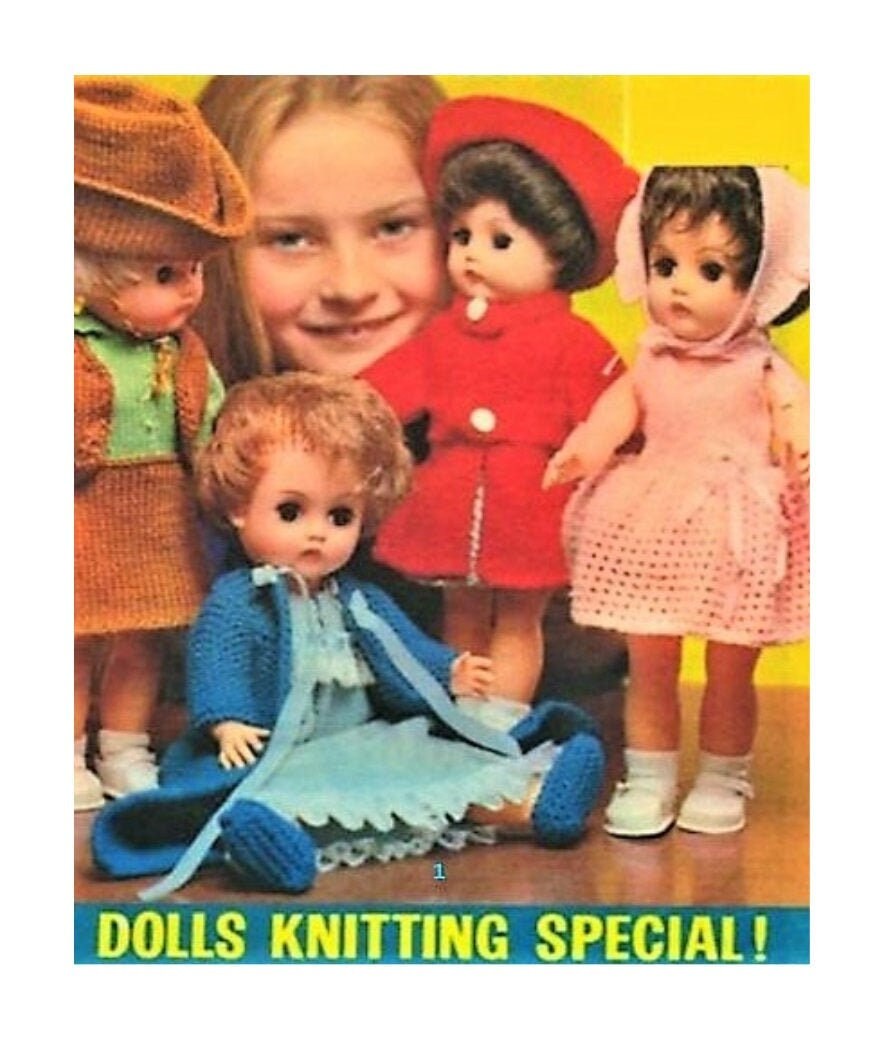 Vintage Knitting Pattern Knit Doll Clothes Outfits For 12 13 Inch Dolls PDF Instant Digital Download Retro 1966 Clothing 3 Ply 6 Ply