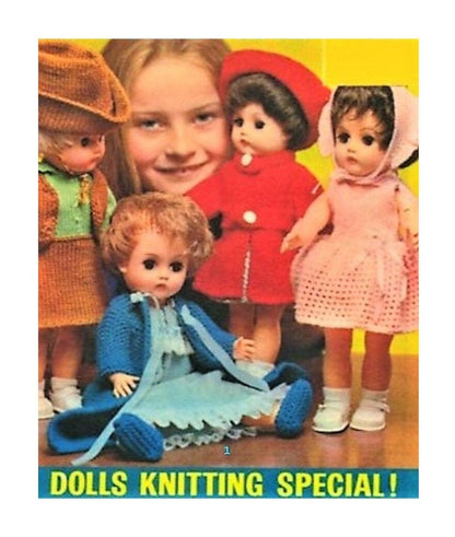 Vintage Knitting Pattern Knit Doll Clothes Outfits For 12 13 Inch Dolls PDF Instant Digital Download Retro 1966 Clothing 3 Ply 6 Ply