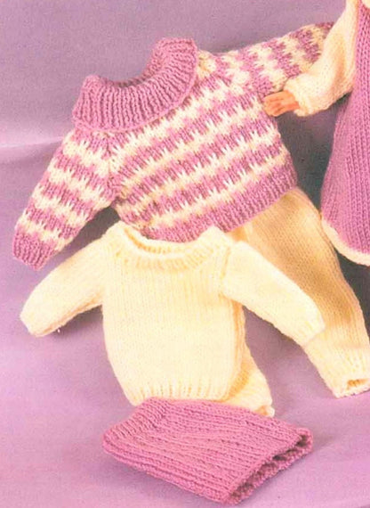 Vintage 1970s Knitting Patterns Knit Doll Clothes 7 Piece Wardrobe For 16 18 20 Inch Dolls In DK PDF Instant Download Knitted Outfit