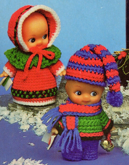 Vintage Crochet Pattern 4" Christmas Carolers Cutie Cupid Impkins Dolls Outfits PDF Instant Digital Download Small Kewpie Dolly Clothes