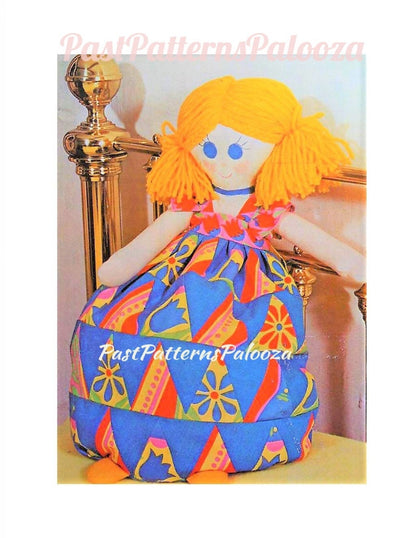 Vintage Sewing Pattern Cute Patchwork Girl Doll Pajama Bag Nightgown Case PDF Instant Digital Download Cotton Scraps Dress Yarn Hair
