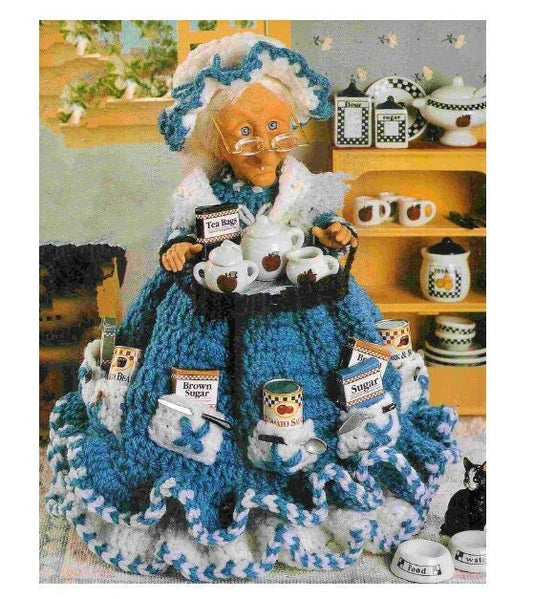 Vintage Crochet Pattern Kitchen Granny Air Freshener Doll Dress Bonnet PDF Instant Digital Download Crocheted Kitchen Caddy Doll