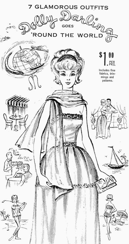 Vintage 1960s Sewing Patterns Dolly Darling 11" Toy Fashion Doll Outfits To Sew PDF Instant Download Clothes Outfits FOUR Pattern Sets