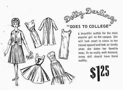 Vintage 1960s Sewing Patterns Dolly Darling 11" Toy Fashion Doll Outfits To Sew PDF Instant Download Clothes Outfits FOUR Pattern Sets