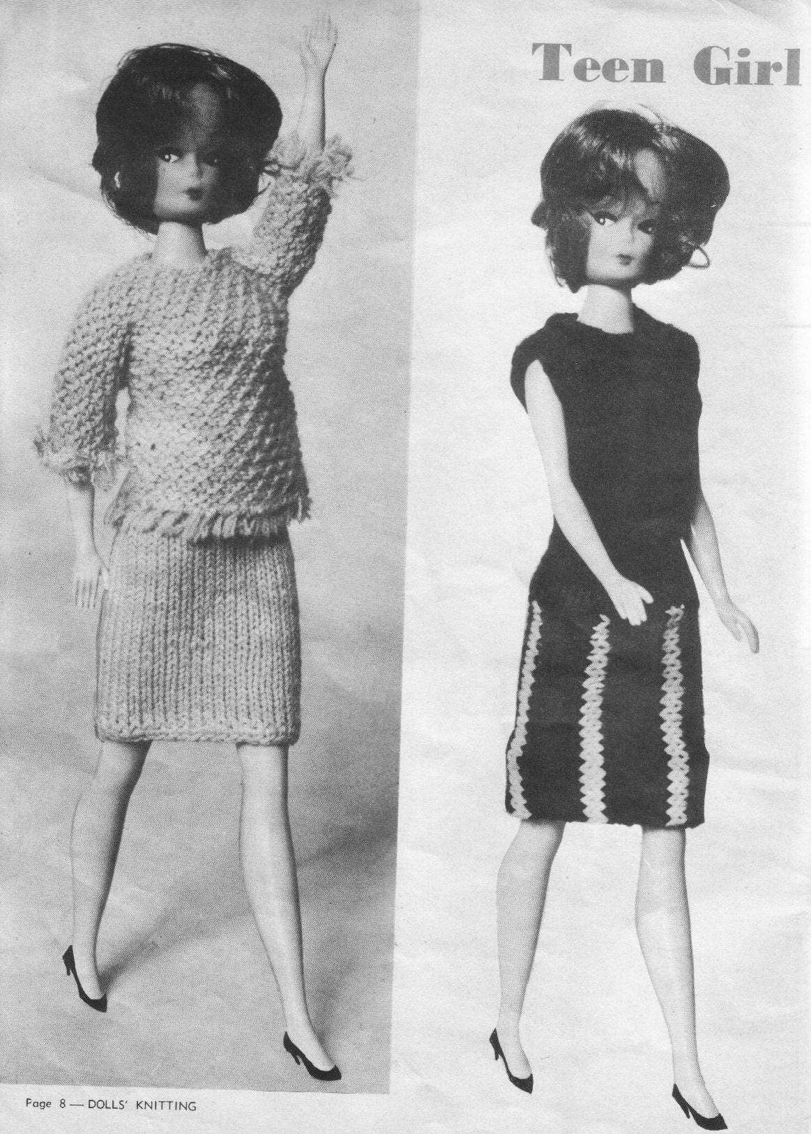 Vintage Knitting Patterns Knit Doll Clothes Outfits For 12 13 14 15 Inch and Fashion Dolls PDF Instant Download Retro 1960s Clothing 3 Ply