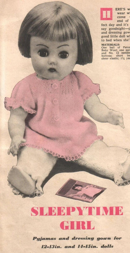 Vintage Knitting Patterns Knit Doll Clothes Outfits For 12 13 14 15 Inch and Fashion Dolls PDF Instant Download Retro 1960s Clothing 3 Ply