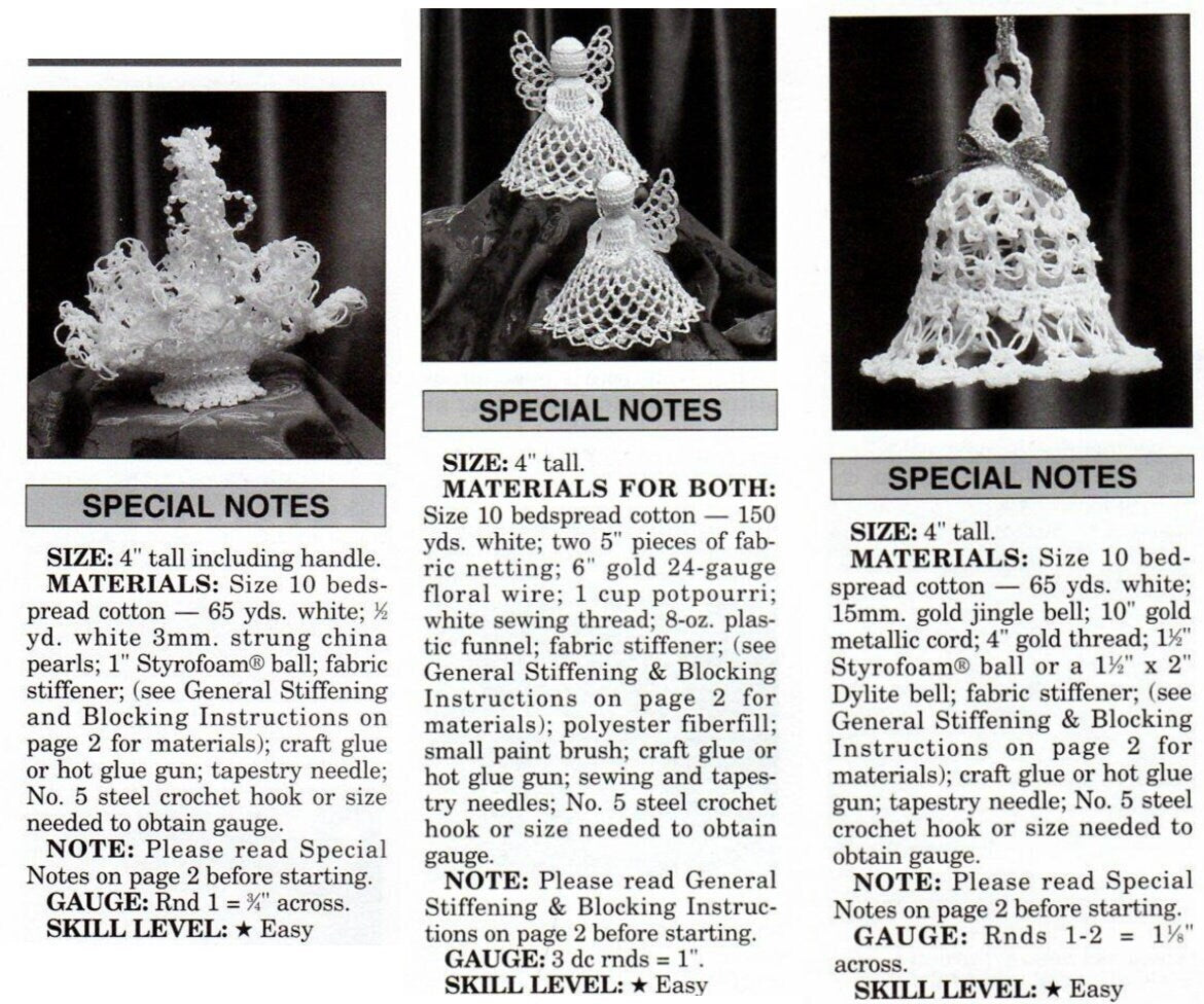 Vintage Crochet Patterns Victorian Ornaments Thread Lace Angels Hearts Wreaths Shapes PDF Instant Digital Download