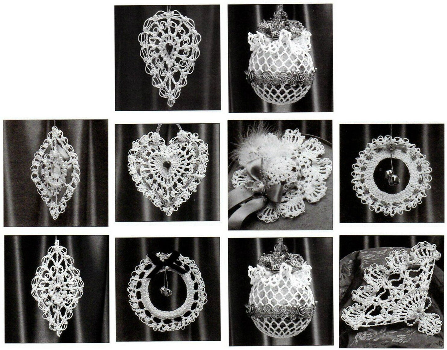 Vintage Crochet Patterns Victorian Ornaments Thread Lace Angels Hearts Wreaths Shapes PDF Instant Digital Download