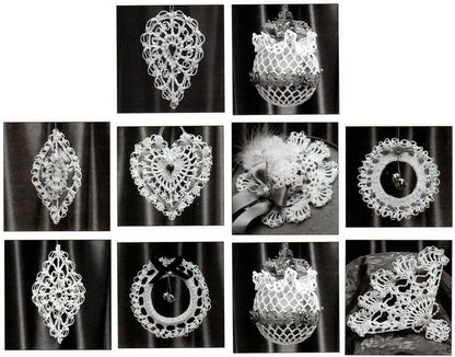 Vintage Crochet Patterns Victorian Ornaments Thread Lace Angels Hearts Wreaths Shapes PDF Instant Digital Download