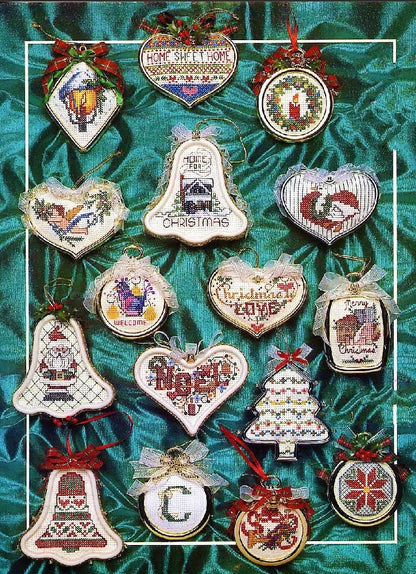 Vintage Cross Stitch Patterns Mini Framed Christmas Ornaments PDF Instant Digital Download 30 Designs Bells Angels Peace Joy Love 2-3 Inch
