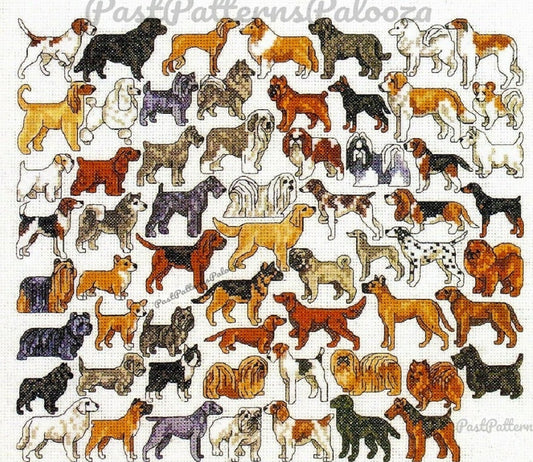 Vintage Cross Stitch Patterns Puppy Dog Breeds Motifs PDF Instant Digital Download Embroidery 60 Mini Purebred Dogs Designs A1