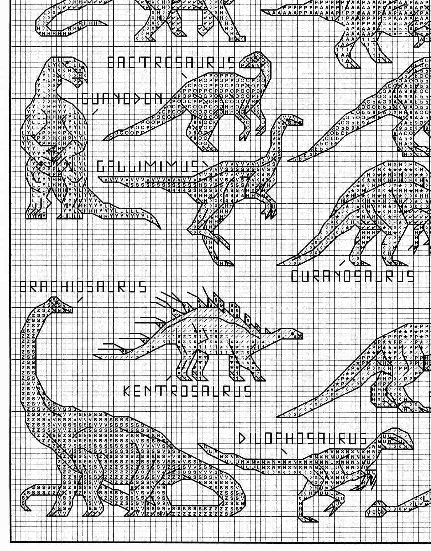 Vintage Cross Stitch Patterns Mini Dinosaur Motifs PDF Instant Digital Download Embroidery 30 Dino Designs